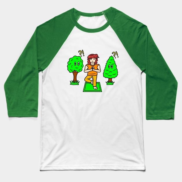 Yoga tree pose Baseball T-Shirt by Andrew Hau